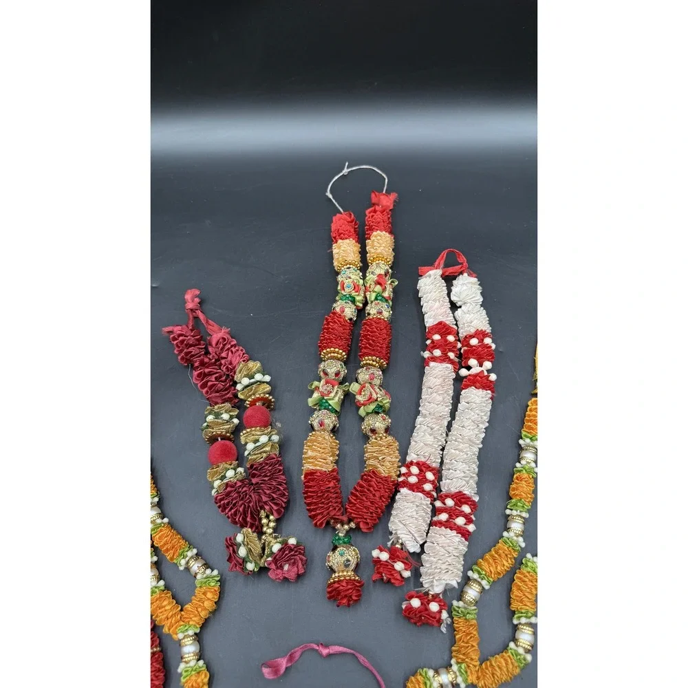 Lot of 15 Traditional Indian Fabric Garlands Diwali Wedding Puja Decor Mala Haar